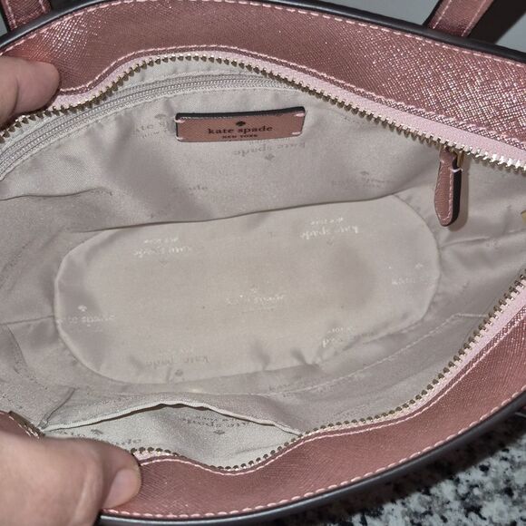 Kate Spade Glitter Glimmer Small Satchel Crossbody Bag Holiday Mitten Pink - Picture 8 of 12